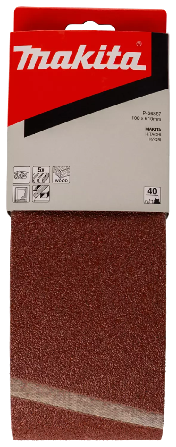 Makita P -36887 Bande abrasive - K40 - 100 x 610 mm (5 pcs)-image
