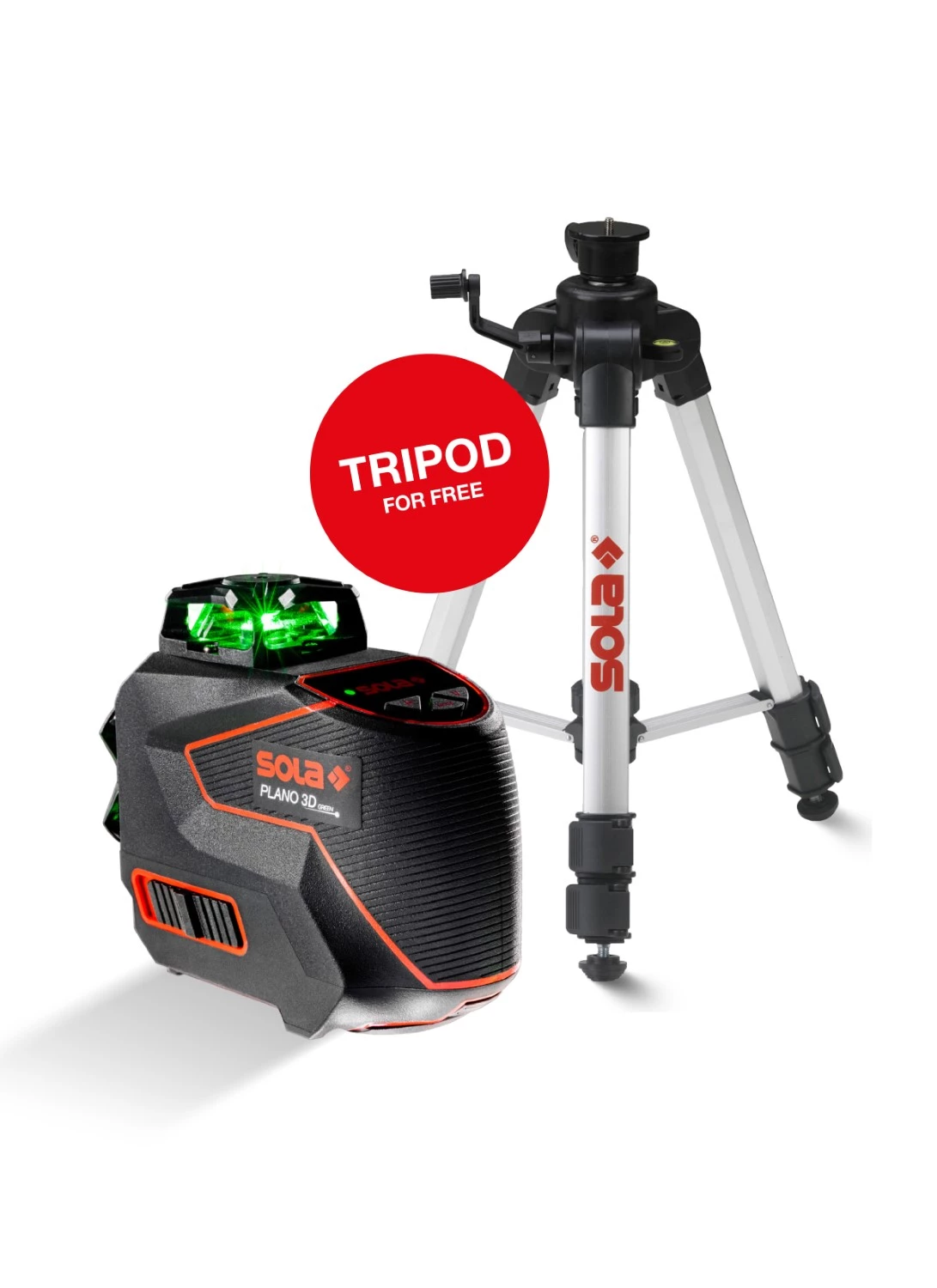 Sola PLANO 3D Green Professional 360° Kruislijnlaser Set incl. statief in koffer - Groen-image