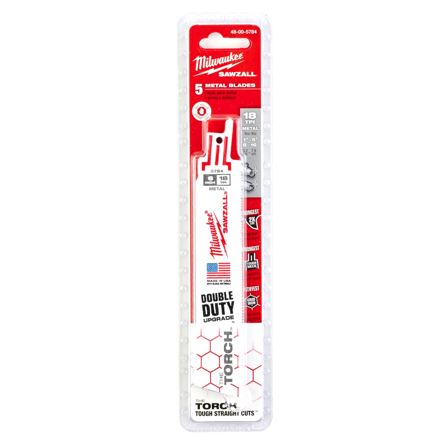 Milwaukee 48475784 Lame de scie alternative Sawzall TORCH - 150 x 18TPI - métal - 5 pcs.-image