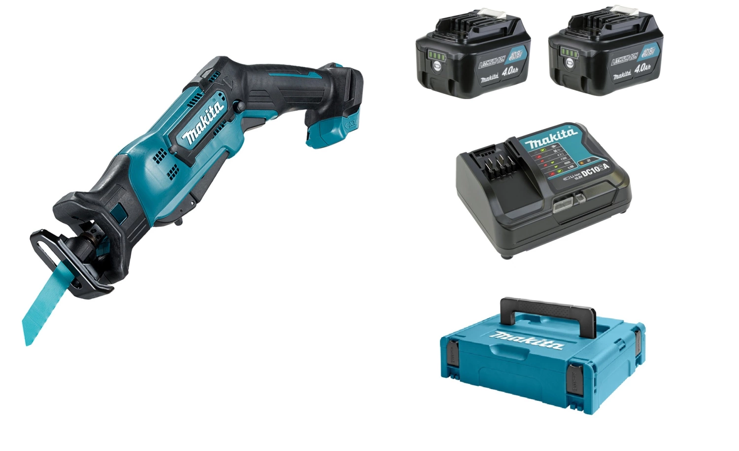 Makita JR103DSMJ 10.8V Li-Ion schuifaccu reciprozaag set (2x 4.0Ah accu) in Mbox - snelwissel-image