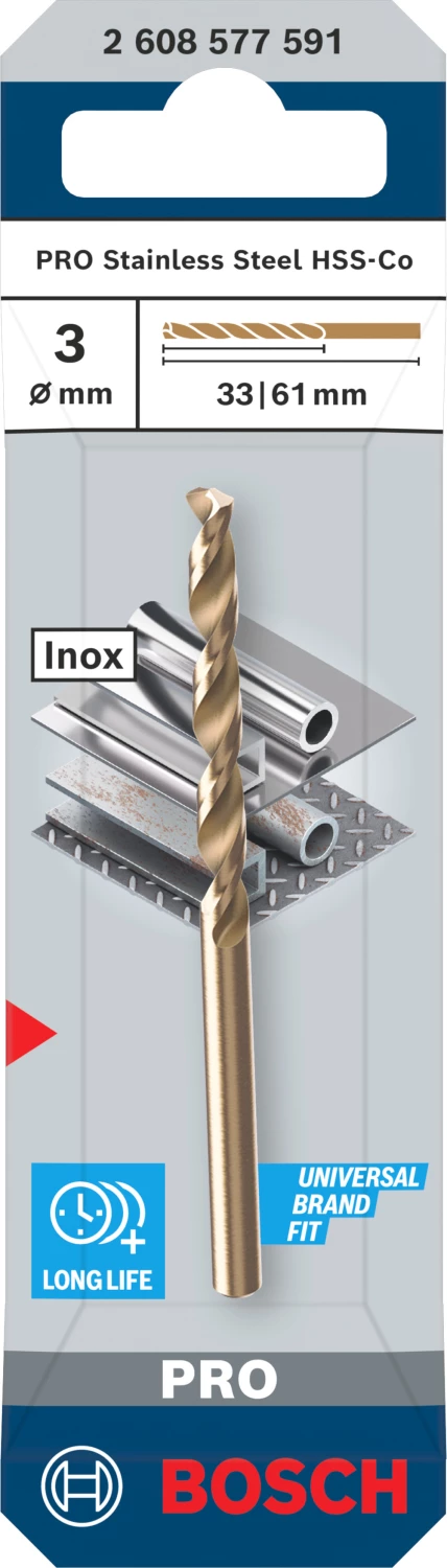 Bosch PRO 2608577591 Foret à métaux HSS-CO - 3 x 33 x 61 mm-image