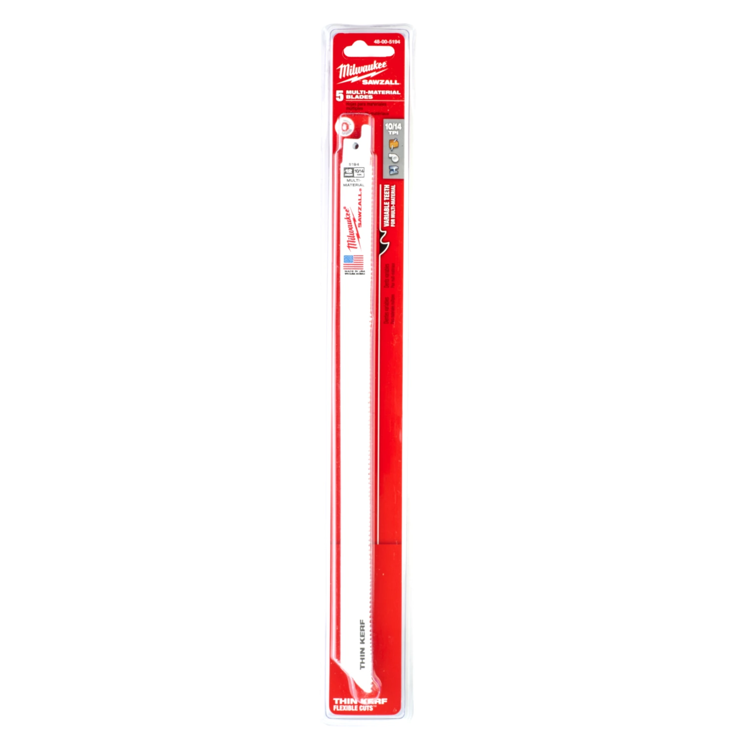 Milwaukee 48475194 Lame de scie alternative Sawzall - 300 x 10/14TPI - bois/métal/plastique - 5 pcs.-image