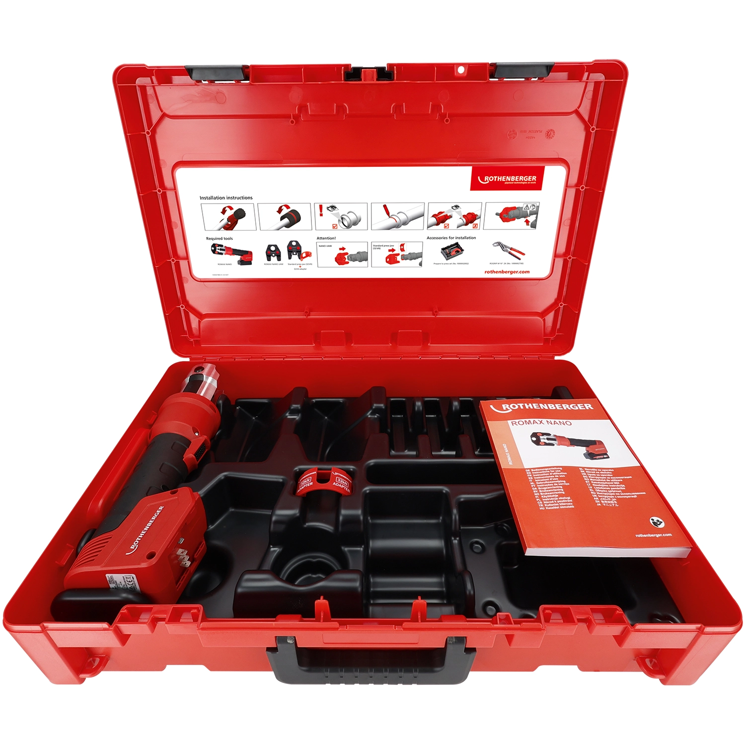 Rothenberger Romax Nano tige de pressage à batterie dans un coffret-image