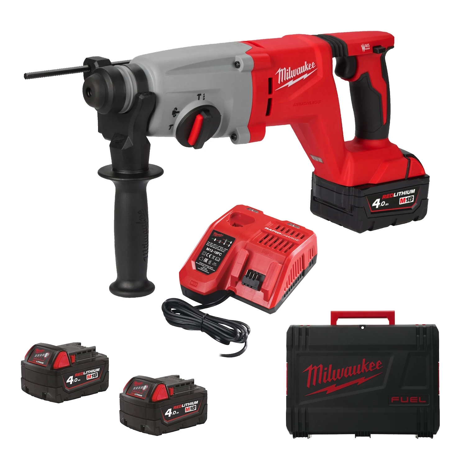 Milwaukee M18 BLHACD26-402X Koolborstelloze SDS-Plus hamer - 26mm - D-Handvat-image