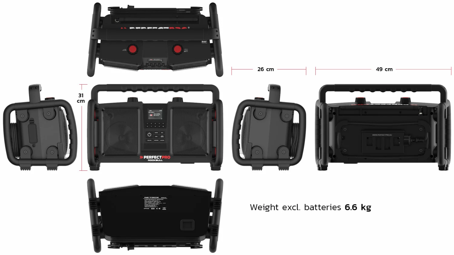 PerfectPro RB2 Rockbull Bouwradio - FM RDS - DAB+ - aux-in - werkt op netstroom & batterij-image