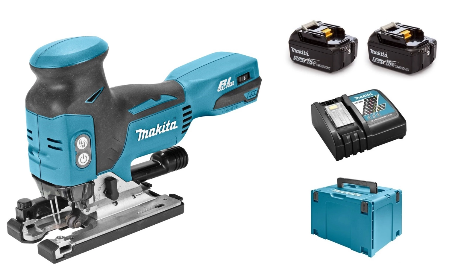 Makita DJV181RT1J 18V Li-Ion Accu decoupeerzaag set (2x 5.0Ah accu) in Mbox - T-greep - variabel - koolborstelloos-image