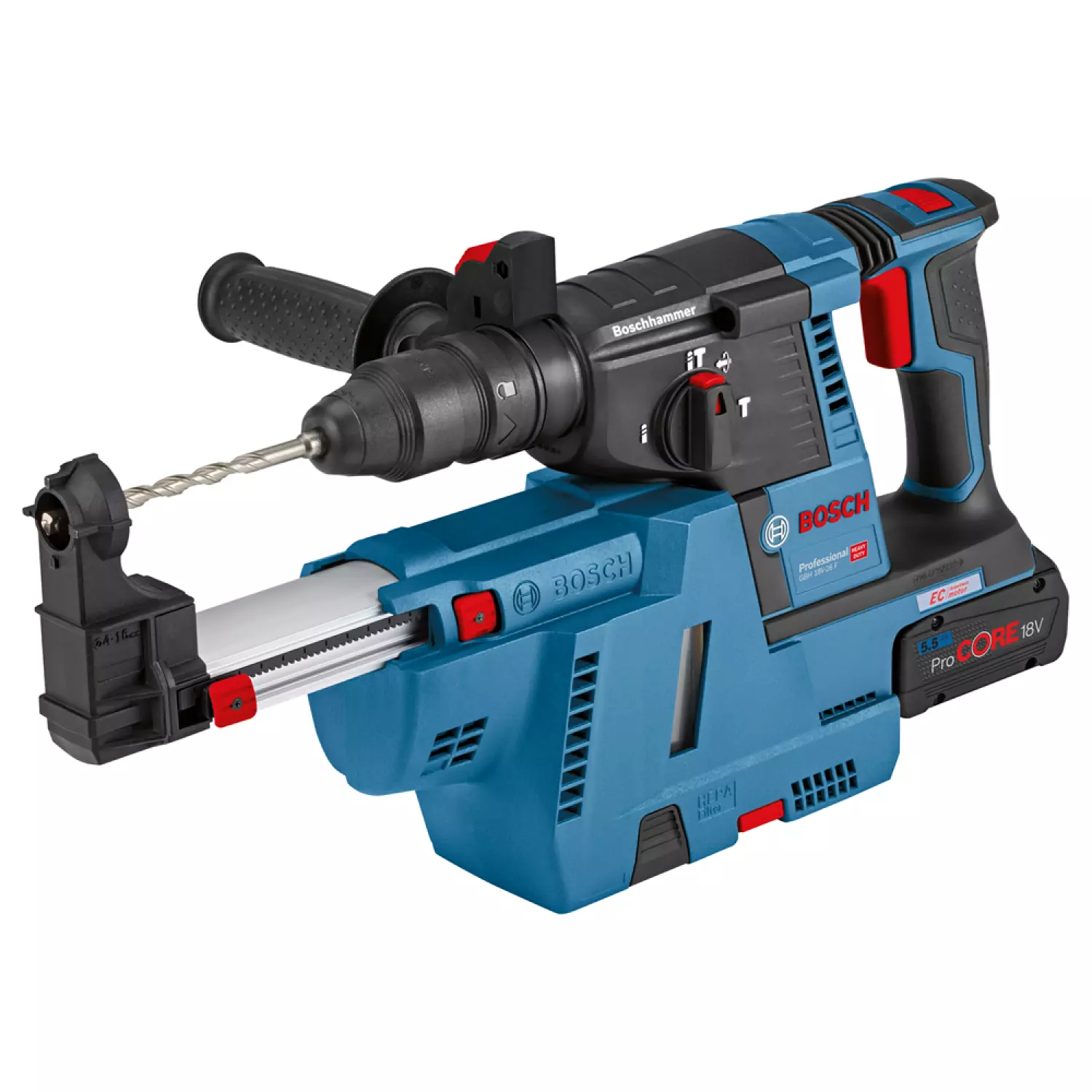 Bosch GBH 18V-26 F 18V Li-Ion accu SDS-plus combihamer set (2x 5.5Ah accu)  incl. GDE 18V-16 afzuigsysteem in L-Boxx - 2,6J - koolborstelloos-image