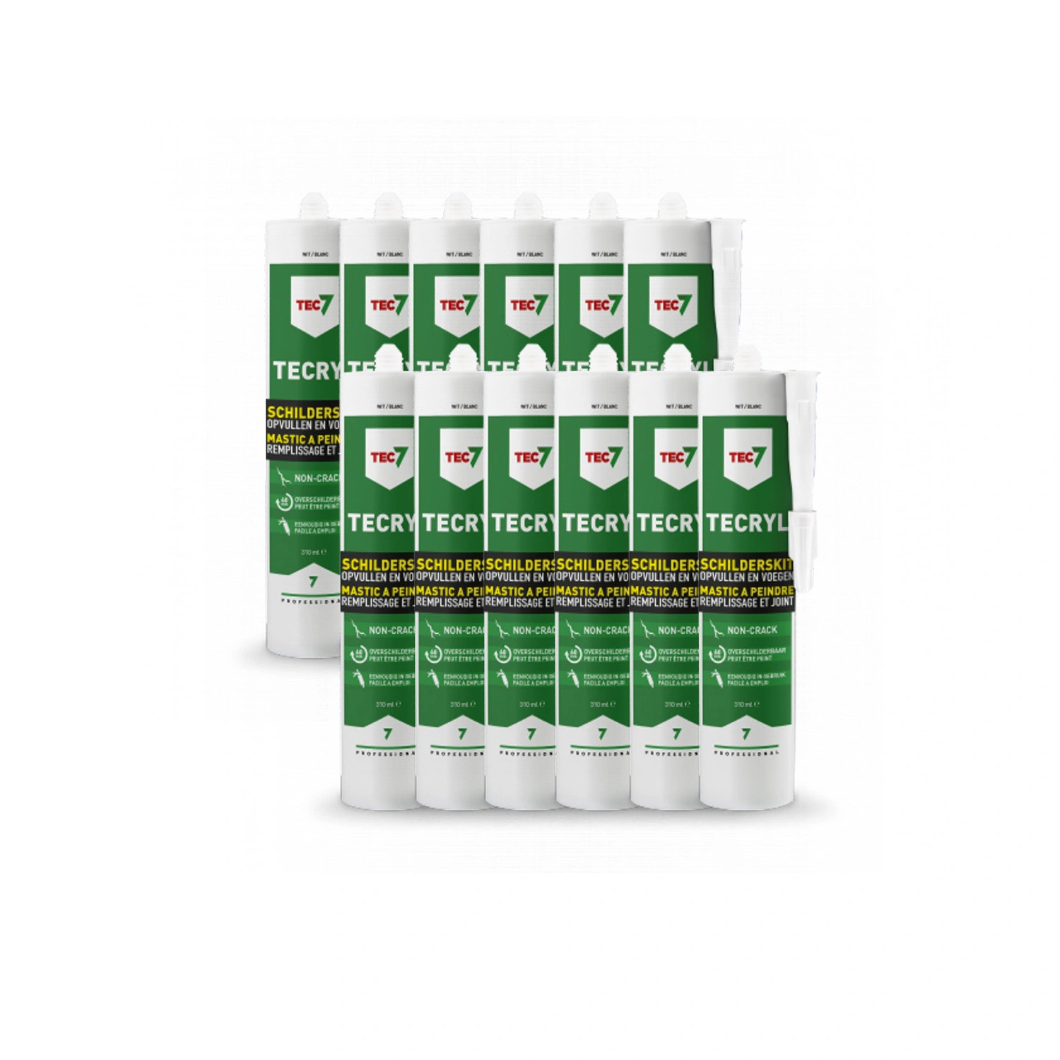 TEC7 Tecryl - Mastic de peinture - 310 ml - 12 pièces