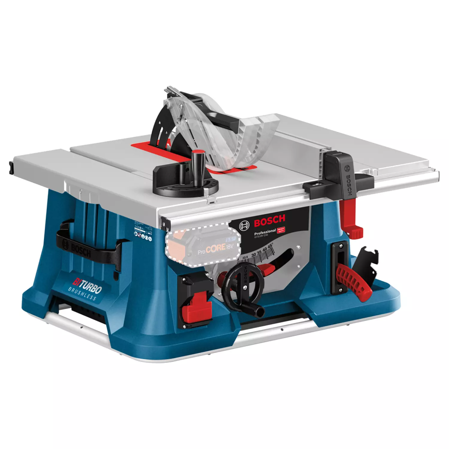 BOSCH GTS 18V -216 18V LI -ION BATTERIE BITURBO TABLE CIRCULAIRE - 216 mm - carbone sans balais-image