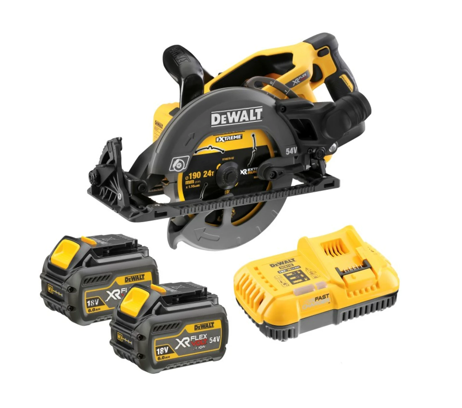 DeWALT DCS577T2 54V XR FlexVolt Li-Ion Accu cirkelzaag set (2x 6.0Ah accu) - 190mm - koolborstelloos-image