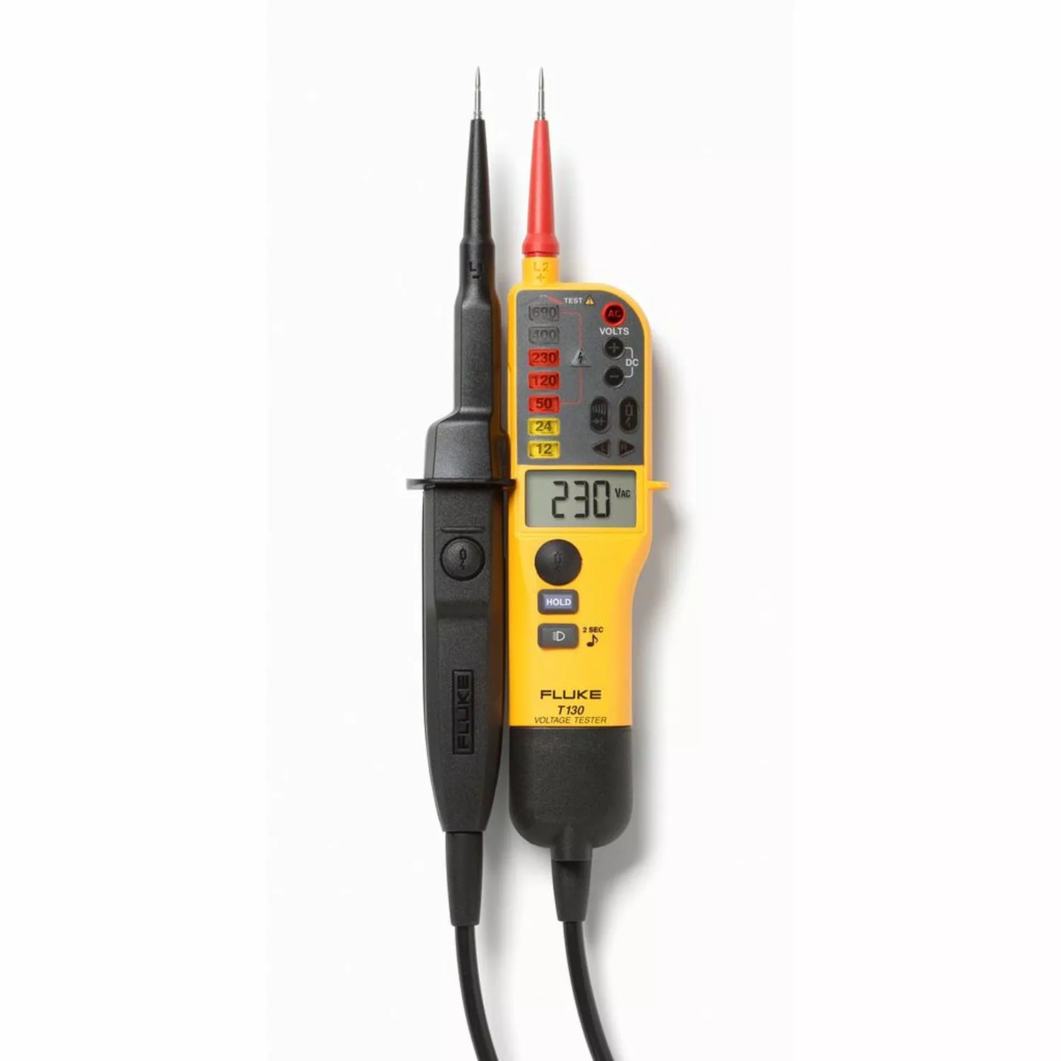 Fluke T130 Testeur de tension et d'appel bipolaire avec écran LCD - mesure Ohm - charge commutable - AC/DC 690V-image