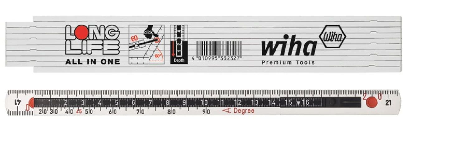 Wiha 410 20072 Longlife All in One Duimstok - kunststof - wit - 2m-image
