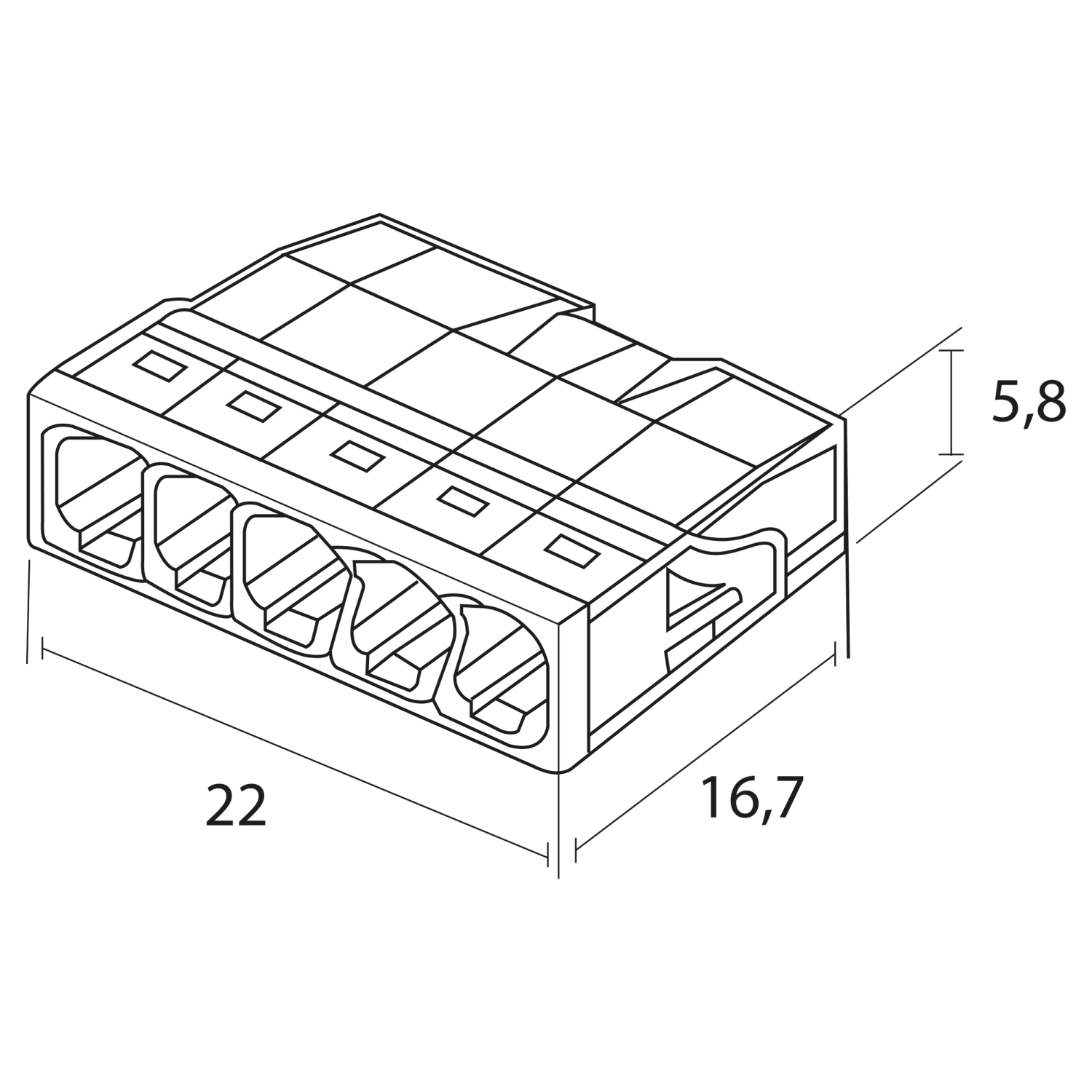 Wago 2273-205 Lasklem 5-polig - 5-gaats - 5 x 0.5 - 2.5 mm² - Transparant-geel (100st)-image