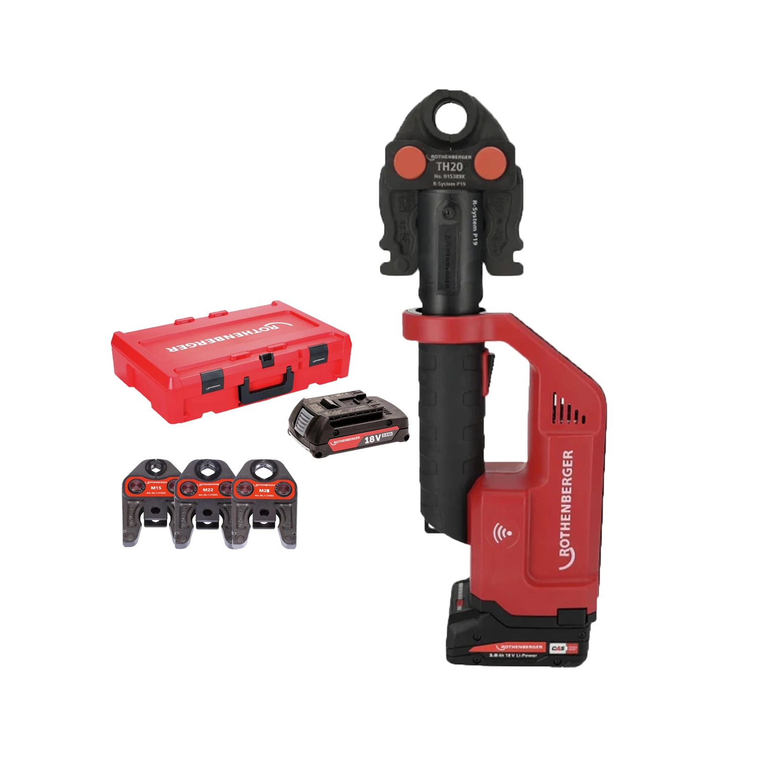 Rothenberger 1000004273 Romax Compact III 18V accu perstang set (1x 4.0Ah accu + lader) incl. M bekken - 15-22-28mm - CAS-image