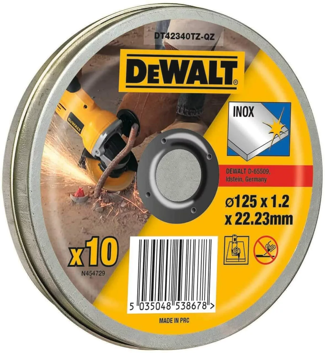 DeWALT DT42340TZ Doorslijpschijf in blik - 125 x 22,23 x 1,2mm - inox (10st)-image