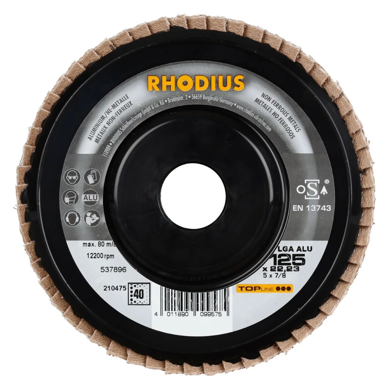 Rhodius 210475 LGA ALU K40 TOPline lll Disque à lamelles 125 x 22,23mm (10 pcs) K40-image