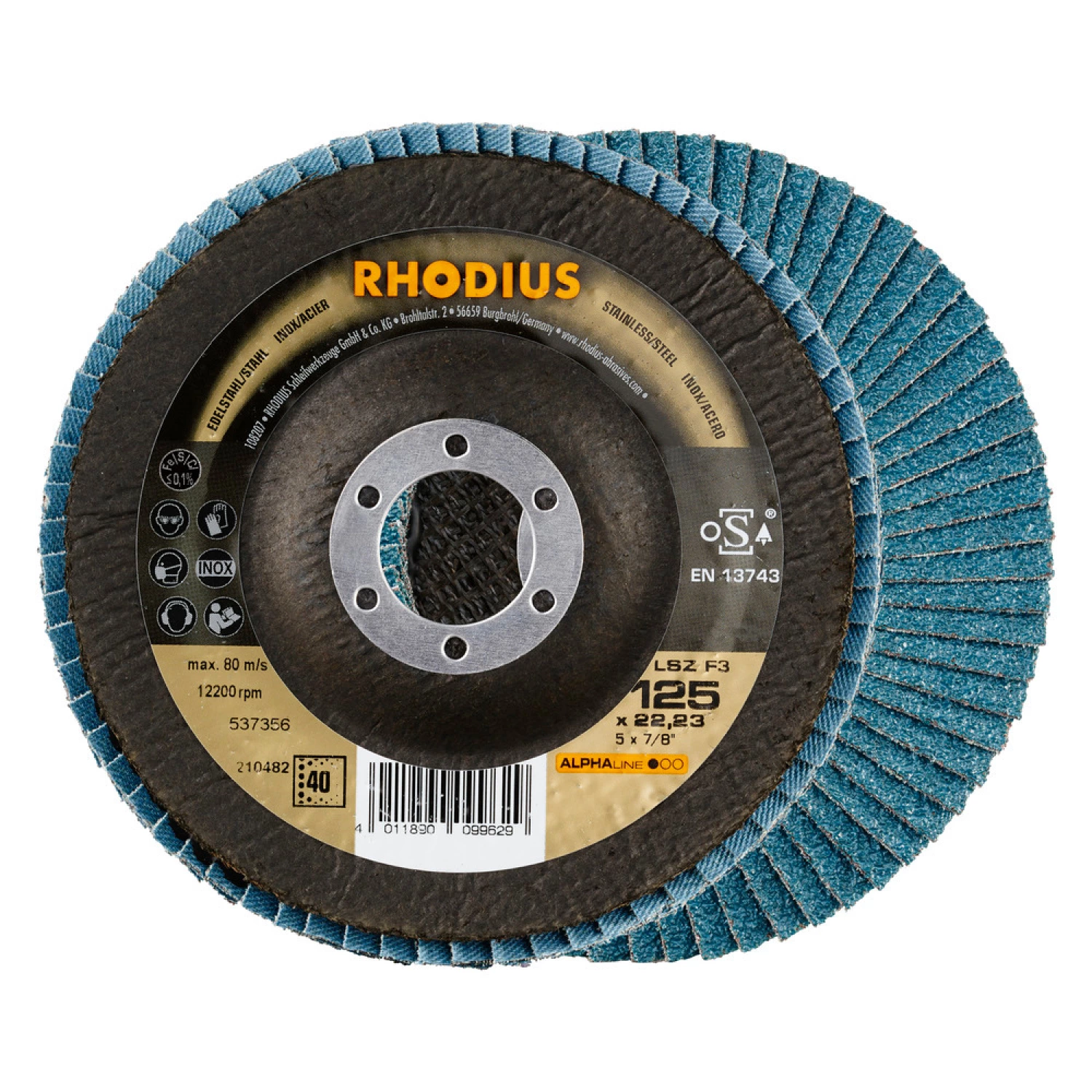 Rhodius 210482 LSZ F3 K40 ALPHALINE l Disque à lamelles 125 x 22,23mm (10 pièces) K40-image