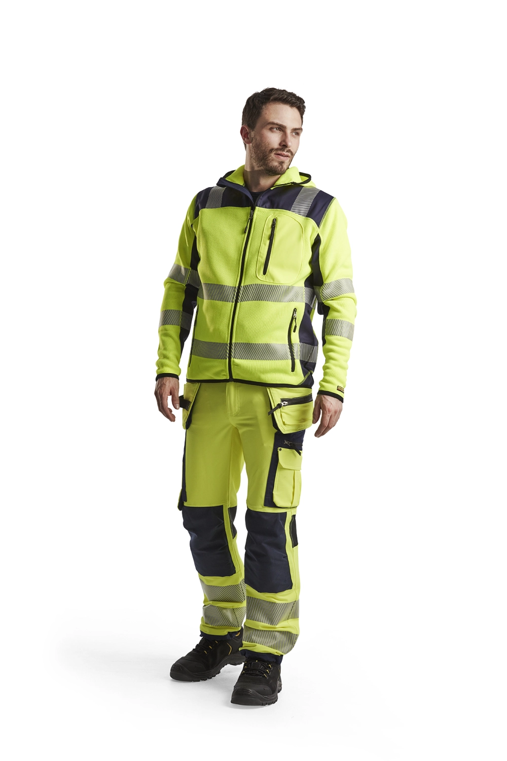 Blåkläder 4923 Gebreid vest met capuchon High Vis - high-vis geel/marineblauw - XL-image