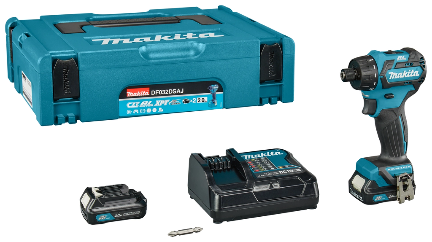 Perceuse visseuse sans-fil Makita DF032DSAJ - 10,8V Li-ion coulissante - 2 batteries 2,0 ah - MAKPAC - Brushless - 35 Nm-image