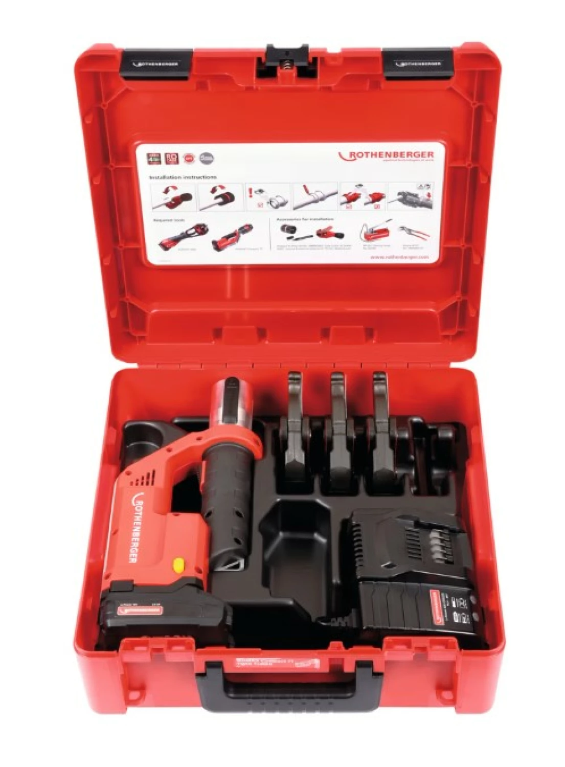 Rothenberger Romax Compact TT 18V Li-ion accu perstang set (1x 2.0Ah accu) incl. M15-22-28 persbekken in koffer-image