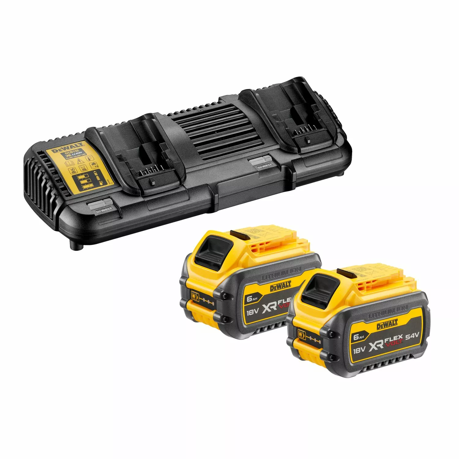 DeWALT DCB132T2 Set de démarrage 18V / 54V FlexVolt Li-Ion (2x batterie 6.0Ah) + chargeur double-image