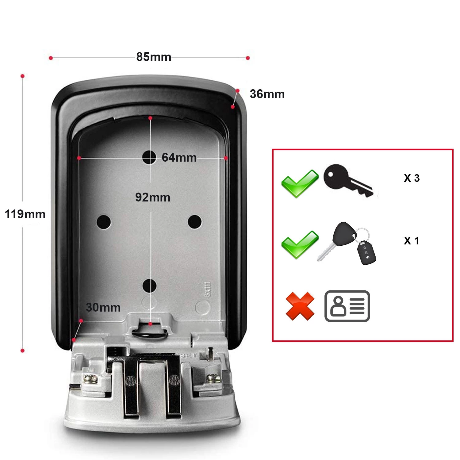 Master Lock 5401EURD - Boite à clés sécurisée - Medium - Fixation murale-image
