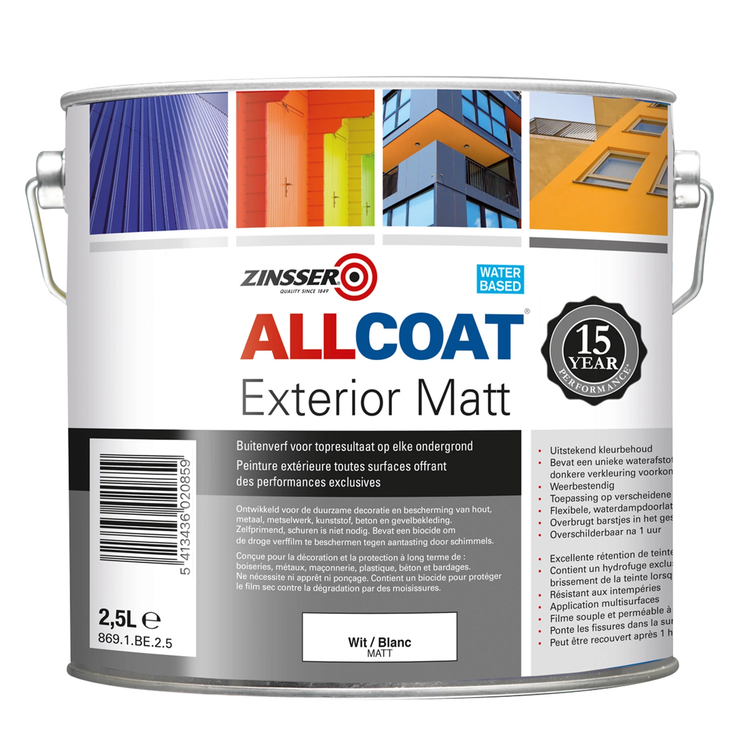 Zinsser Allcoat Exterior Matt - op kleur gemengd - 2,5L-image