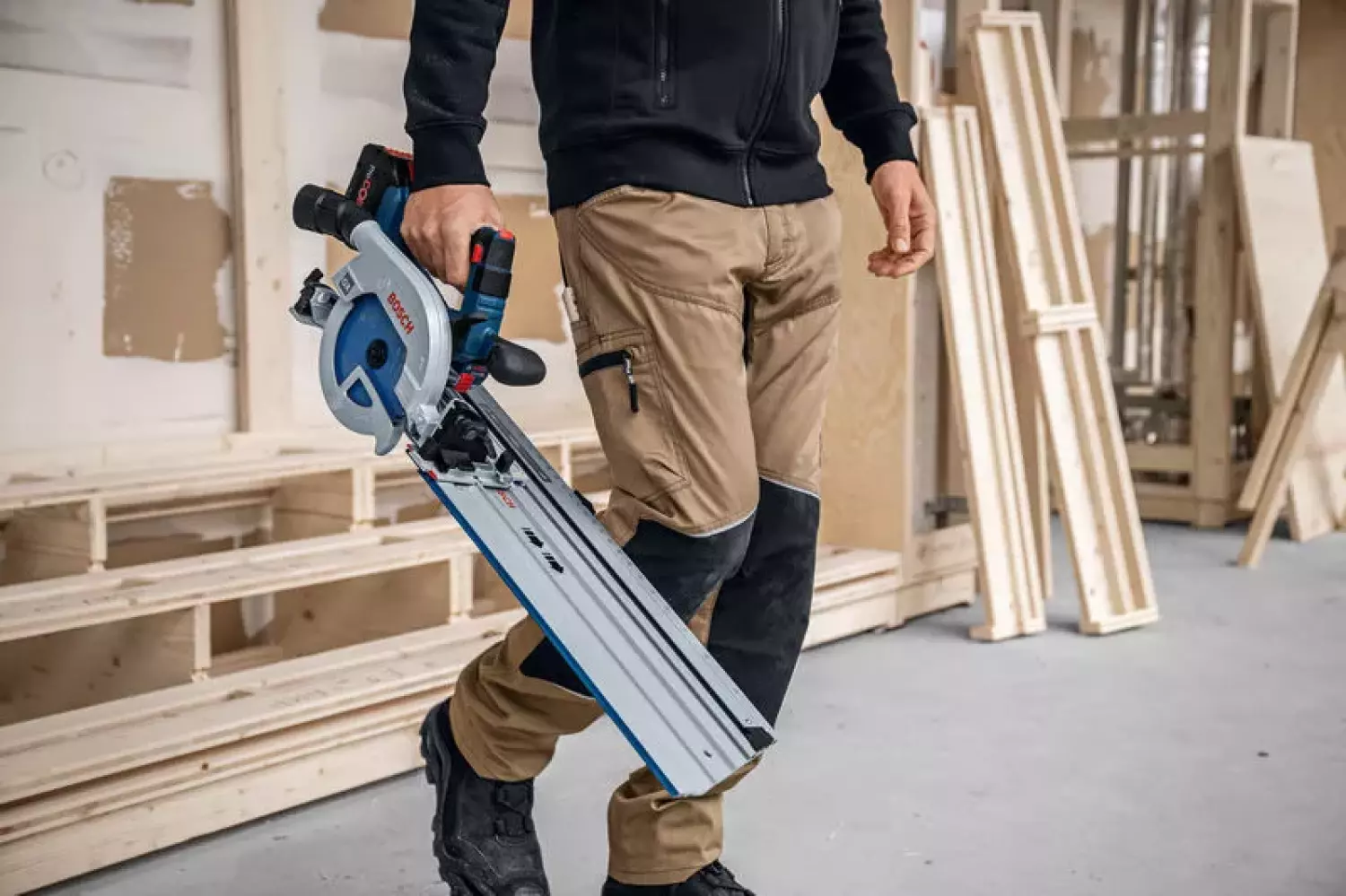 Bosch GKS 18V-57-2 GX 18V accu Cirkelzaag body inclusief FSN X 440 geleiderail - 165mm-image