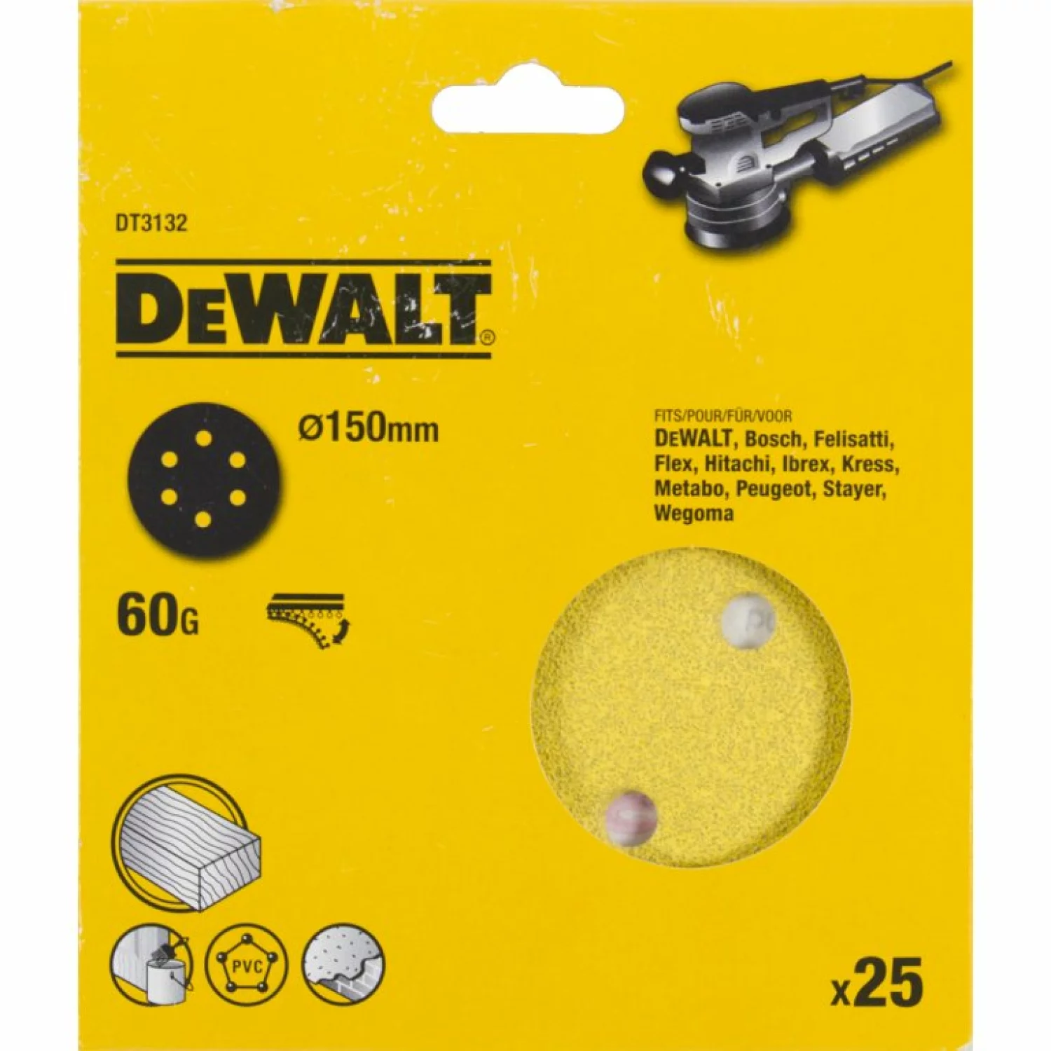 DeWALT DT3132 Schuurschijf - K60 - 150mm - 25st