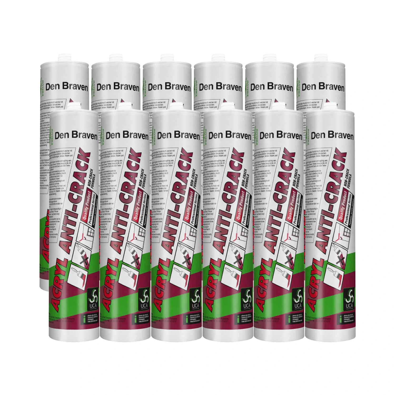 Zwaluw Den Braven 30615174 Mastic acrylique anti-fissures - Blanc - 310 ml - 12 pièces
