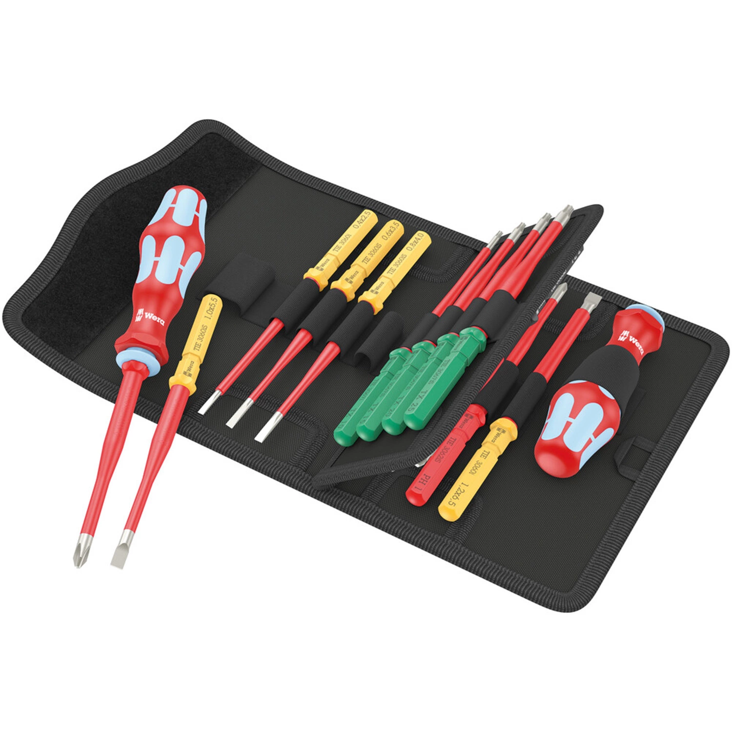 Wera 05006631001 Jeu de 17 pièces Kraftform Kompakt VDE Inox 17 Extra Slim 1 Tool Finder avec lames interchangeables dans un étui-image