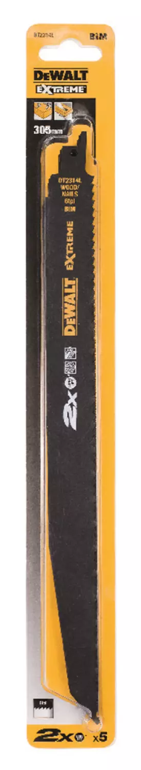 DeWALT DT2314L Reciprozaagblad - 305 x 4,2mm - Hout met spijkers (5st)-image