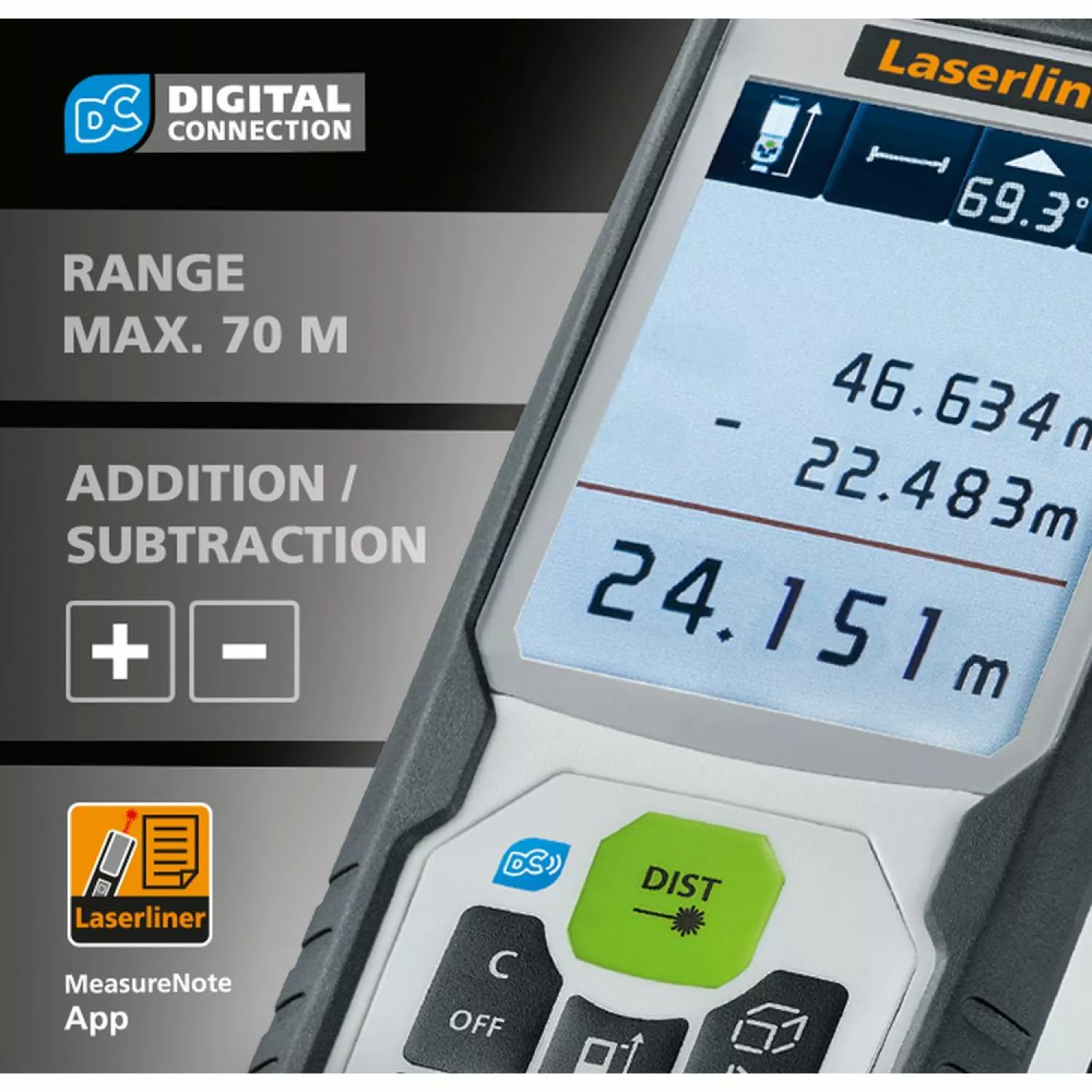 Laserliner 080.847A LaserRange-Master Gi7 Pro Laserafstandsmeter - Groen - 70m-image