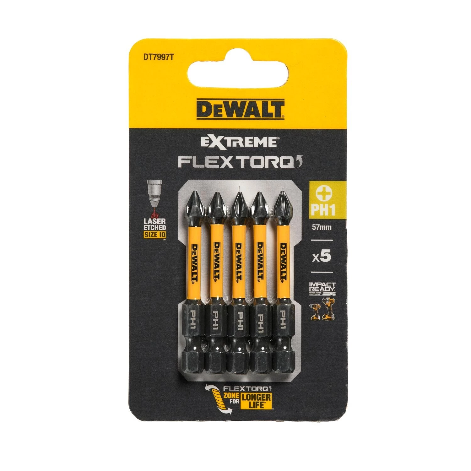 DeWALT DT7997T Embouts de vissage pour visseuse à chocs - PH1 x 50 mm (5 pièces)-image