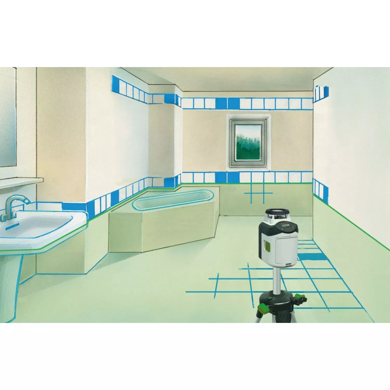 Laserliner SmartLine - Laser Set 360 avec trépied et récepteur en sac - vert - 30m - 2 lignes-image