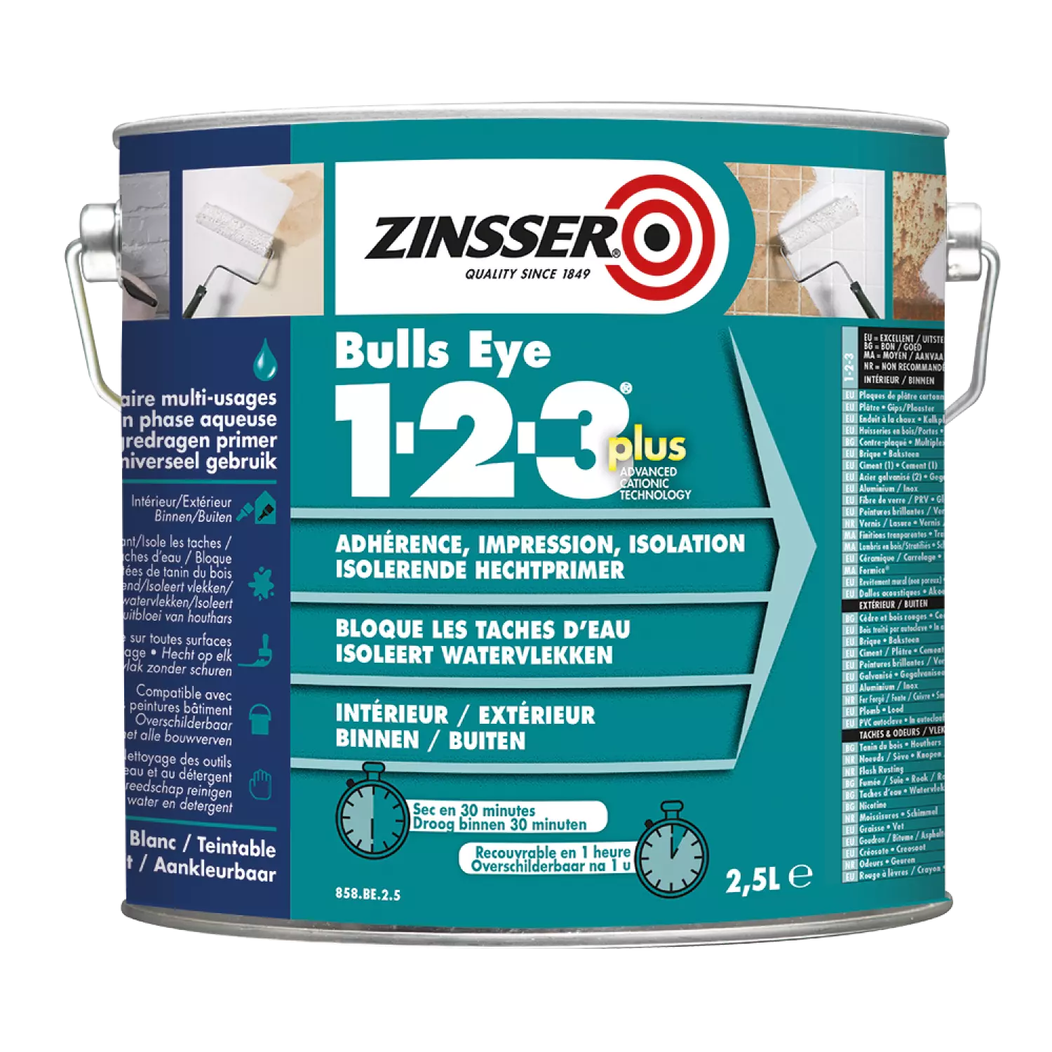 Zinsser Bulls eye 1-2-3 Plus - Primer - wit - 2,5L