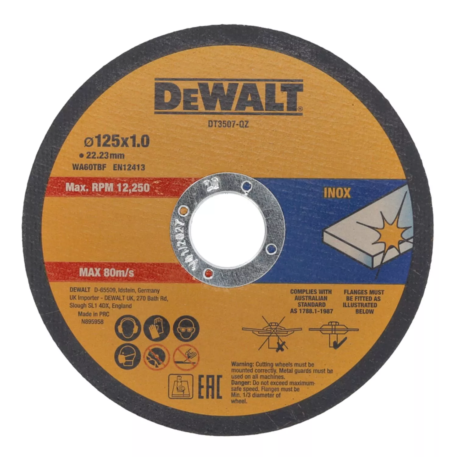 DeWALT DT3507 - Disques à tronçonner - 125 x 22,23 x 1,0mm - inox (10pcs)-image