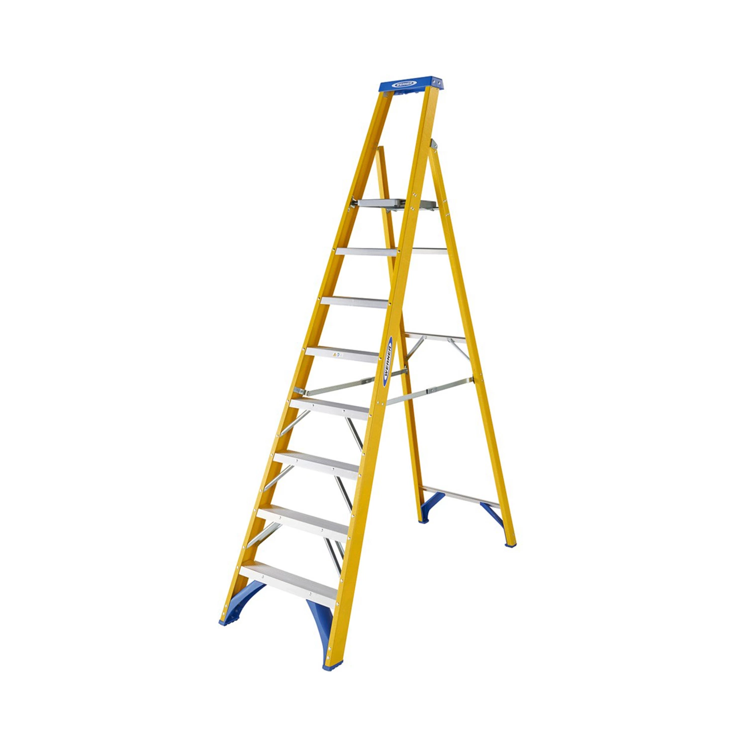 Little Jumbo 1277170818 Werner Escabeau Plateforme - Simple - Fibre de verre - 1 x 8 marches - max. hauteur de travail 3,67m