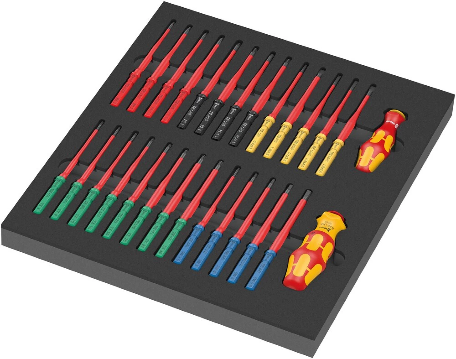 Wera 05150151001 28 pièces 9751 Kraftform Kompakt VDE Set 1 Jeu de lames interchangeables dans un insert en mousse-image