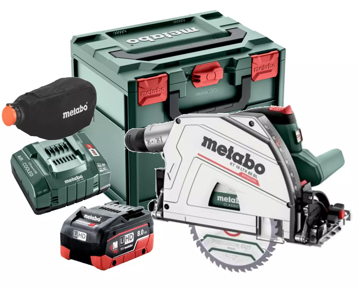 Metabo KT 18 LTX 66 BL 18V Li-ion accu invalcirkelzaag set (2x 8.0Ah accu) in MetaBox - 165 x 20mm - koolborstelloos-image