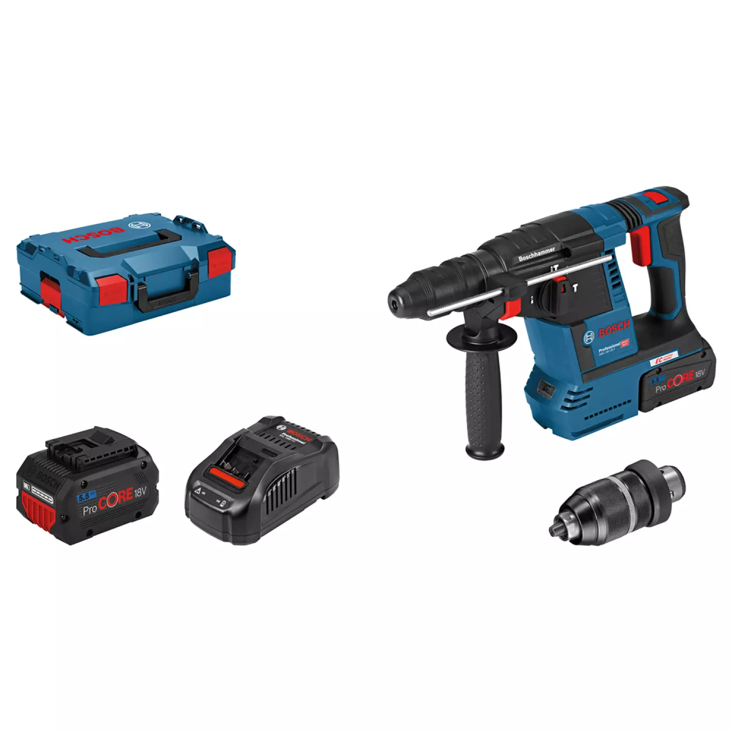 Bosch GBH 18V-26 F 18V Li-Ion accu SDS-plus combihamer set (2x 5.5Ah ProCORE accu) in L-Boxx - 2,6J - koolborstelloos-image