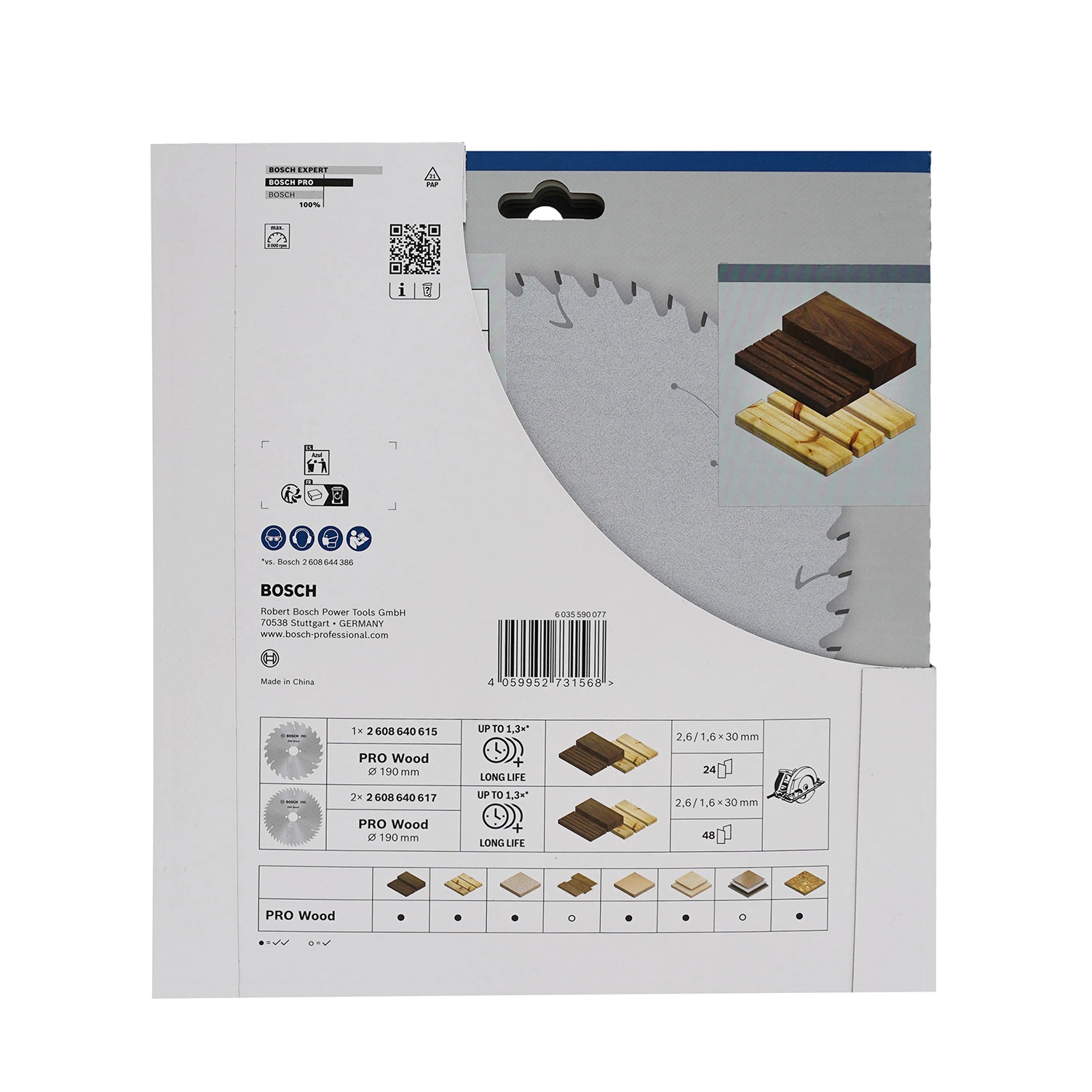 Bosch 2608644731 Jeu de lames de scie circulaire Pro - 190 mm - Bois-image