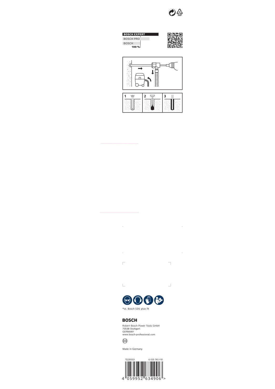 Bosch 2608901619 EXPERT Foret à Marteau SDS Clean SDS plus-8X - 20x400x550mm avec connecteur-image