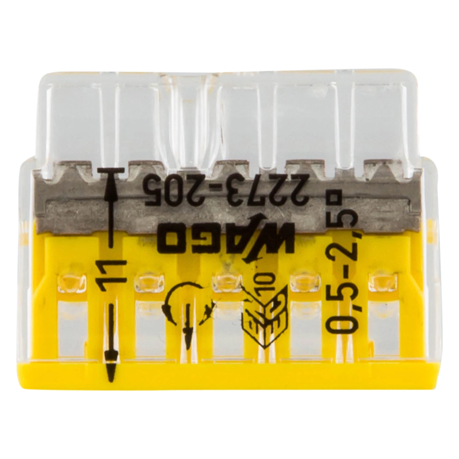 Wago 2273-205 Lasklem 5-polig - 5-gaats - 5 x 0.5 - 2.5mm² - Transparant-geel (100st)-image