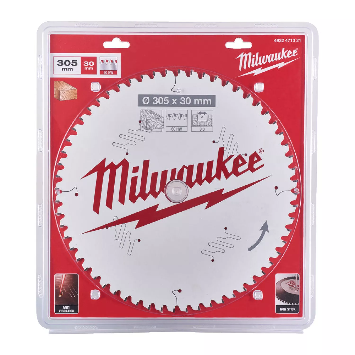 Milwaukee 4932352141 / 4932471321 Cirkelzaagblad - 305 x 30 x 60T - MDF-image