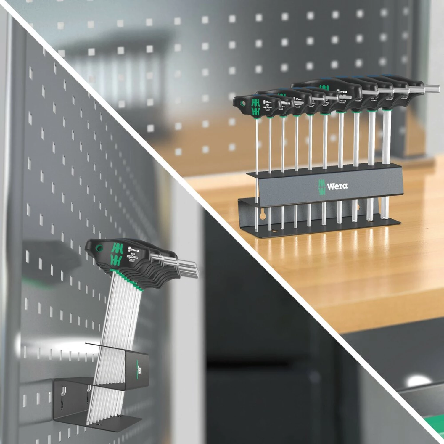 Wera 05023454001 Jeu de 10 tournevis 454/10 HF Set Imperial 2 Hex-Plus à poignée en T dans un support métallique-image