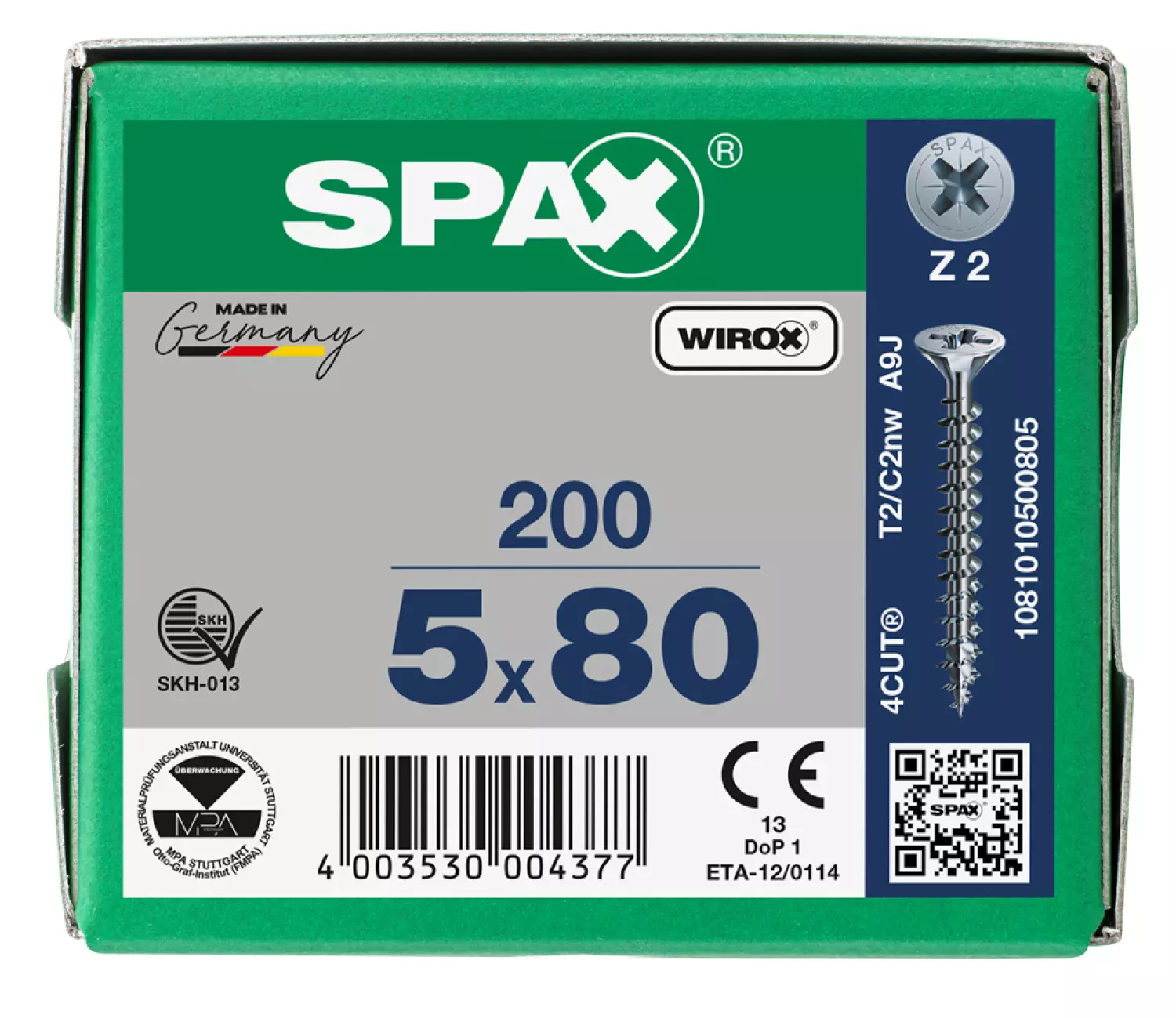 SPAX 1081010500805 Universele schroef - Verzonken kop - 5x80 - Voldraad - Kruiskop Z2 - WIROX - 100st-image