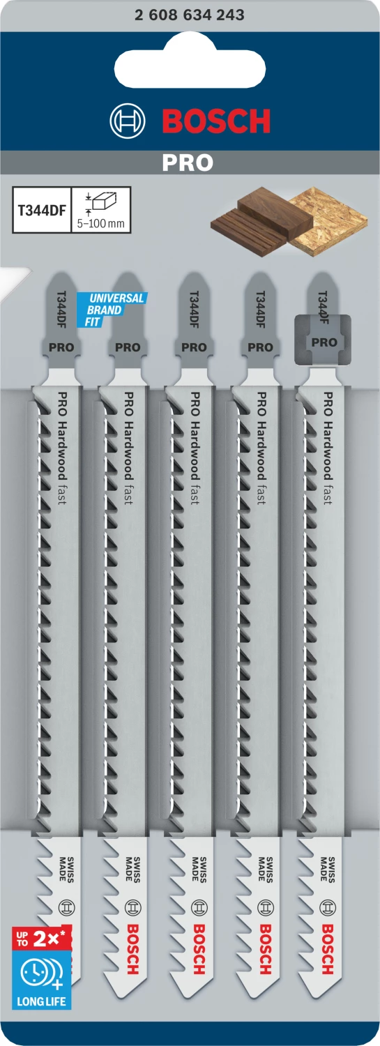 Bosch T344DF Lame de scie sauteuse PRO pour bois dur (5 pièces)-image