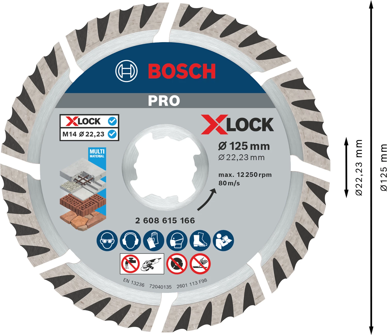 Bosch 2608615166 - X-LOCK Disque diamant Standard for Universal 125 x 22,23 x 2,0 x 10 mm-image