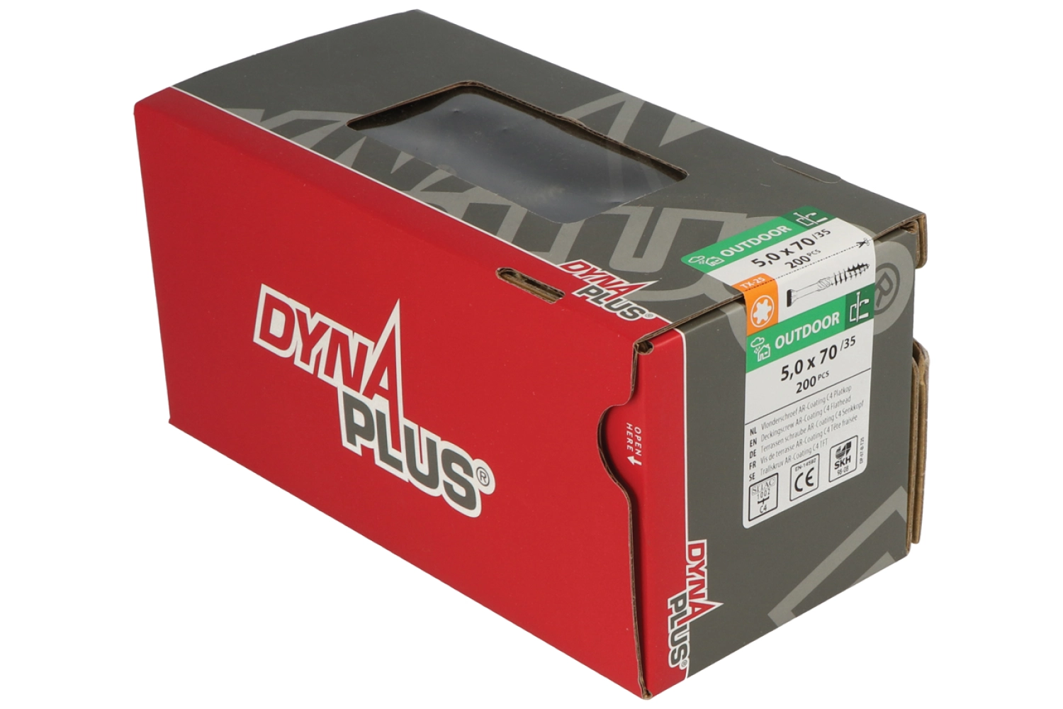 DynaPlus 0281.08.42201 Vis uni - Tête plate - Sous-filetage - Extérieur - TX25 - 5.0 x 70/42mm (200pcs)-image